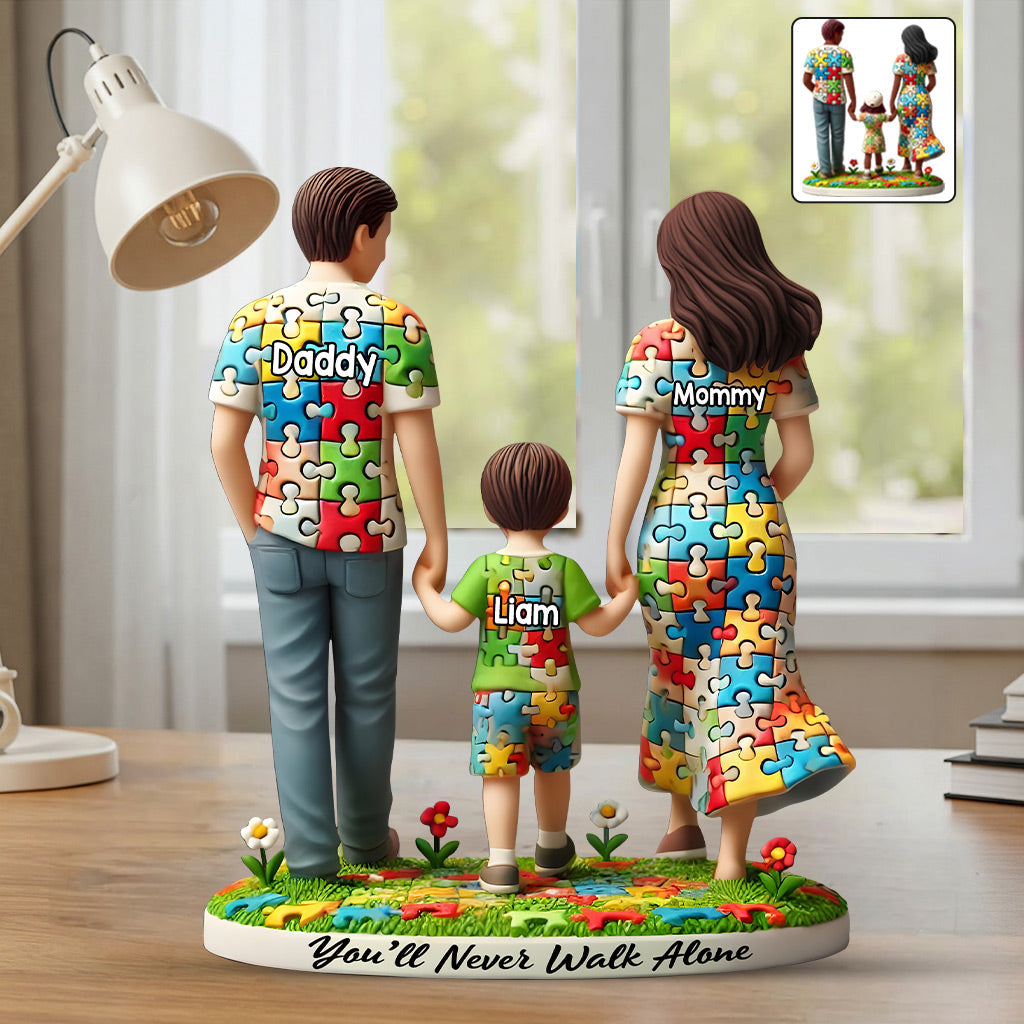 Du wirst niemals allein gehen – Personalisierte Acrylplakette zur Sensibilisierung für Autismus in individueller Form