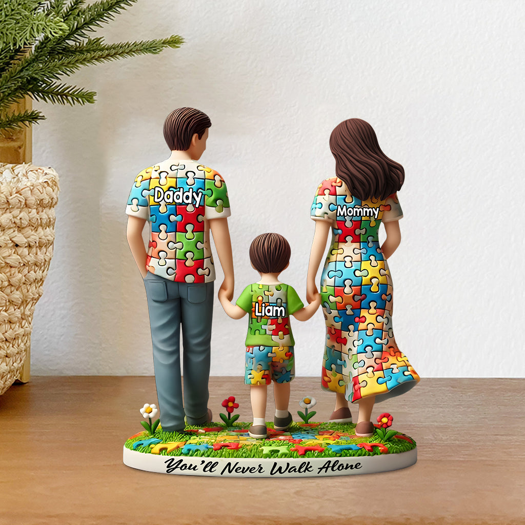 Du wirst niemals allein gehen – Personalisierte Acrylplakette zur Sensibilisierung für Autismus in individueller Form