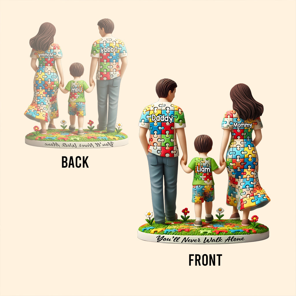 Du wirst niemals allein gehen – Personalisierte Acrylplakette zur Sensibilisierung für Autismus in individueller Form