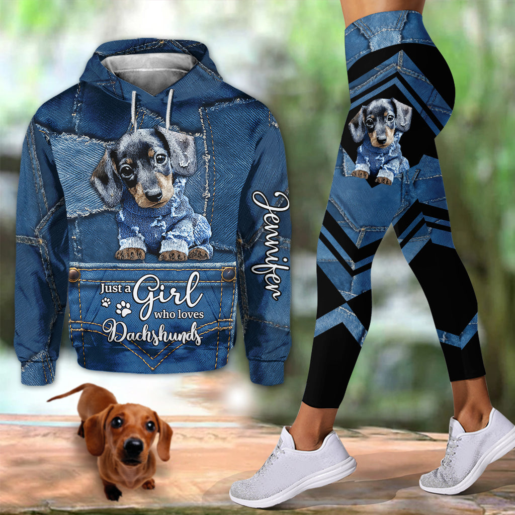 Just A Girl Who Loves Dachshund - Personalized Dachshund Hoodie and Leggings