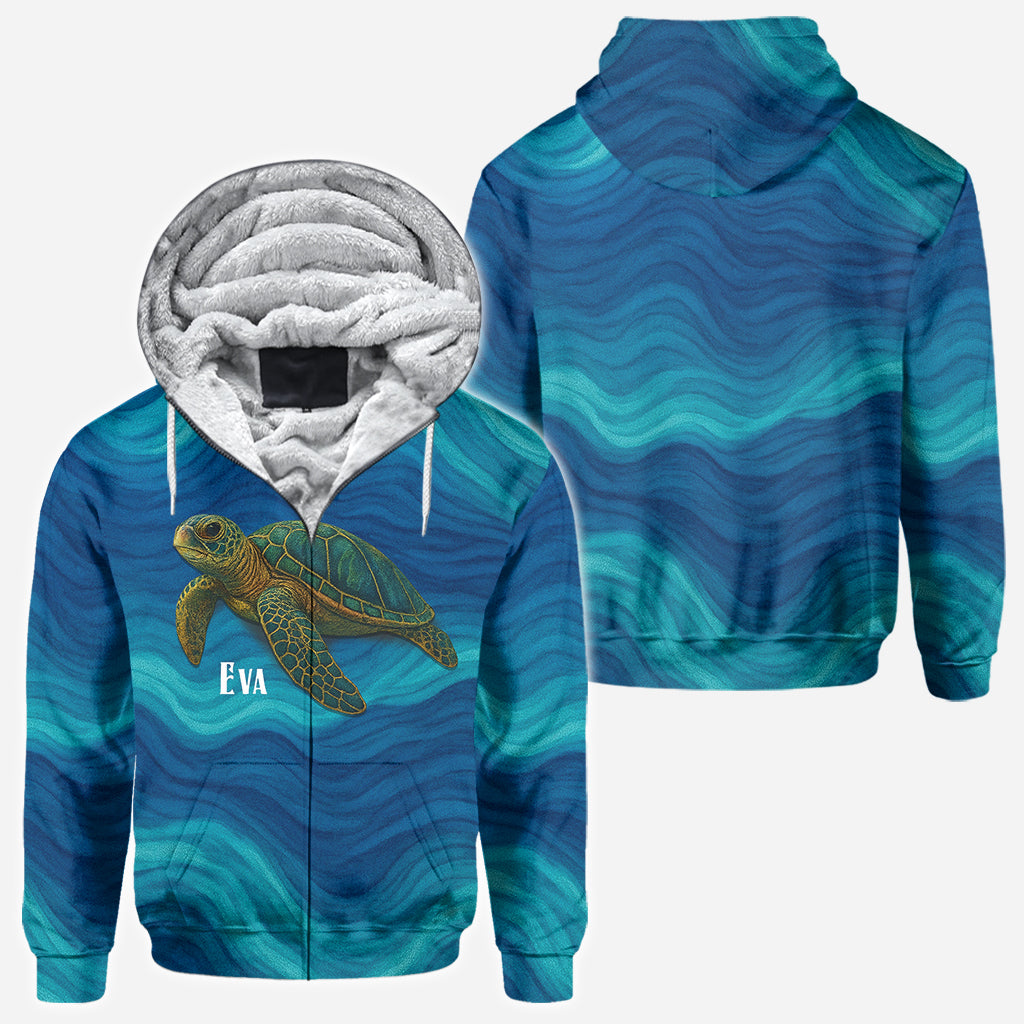 Schildkröte und Welle – Personalisiertes T-Shirt mit Schildkrötenmuster