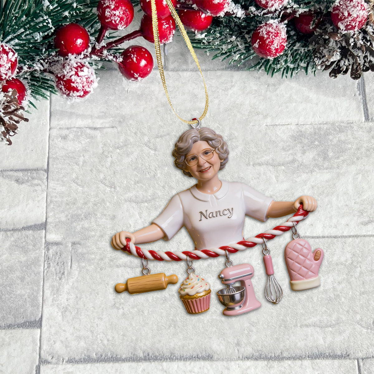 Whisking You a Merry Christmas - Personalized Baking Ornament With Charm