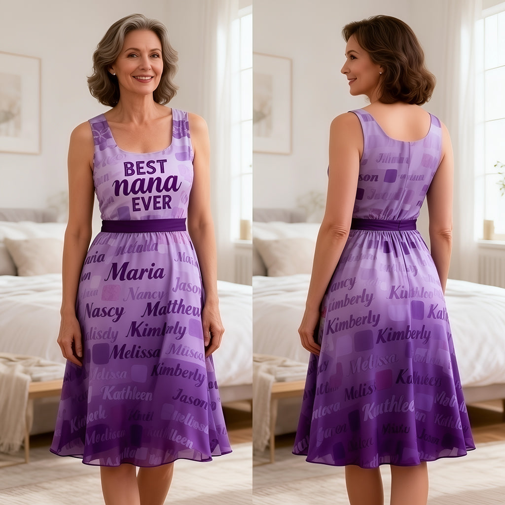 Best Nana Ever - Personalized Grandma Sleeveless Dress