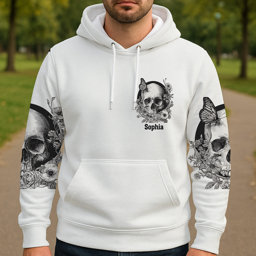 Weißer Totenkopf – Personalisiertes Shirt mit Totenkopf-Allover-Print