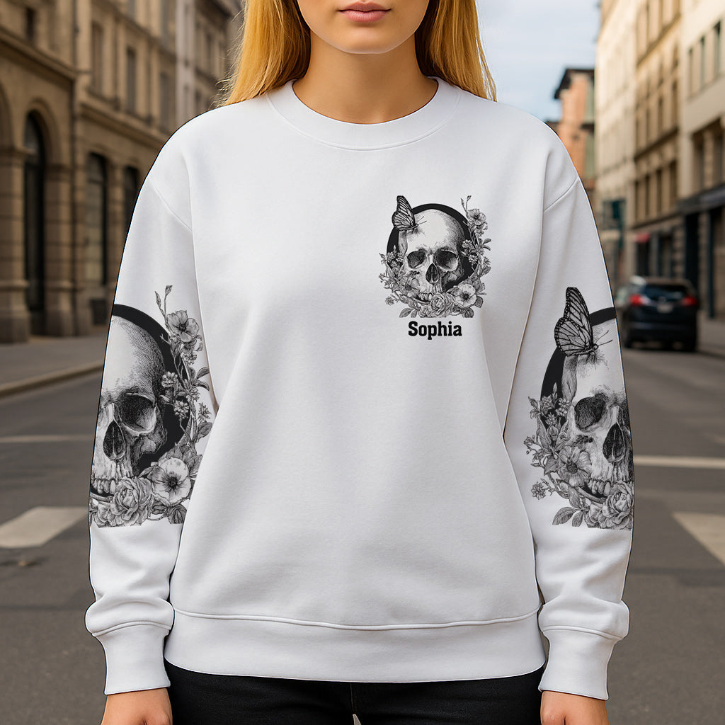 Weißer Totenkopf – Personalisiertes Shirt mit Totenkopf-Allover-Print