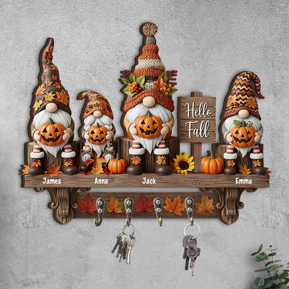 Hallo Herbst – Personalisierter, individuell geformter Schlüsselhalter für die ganze Familie