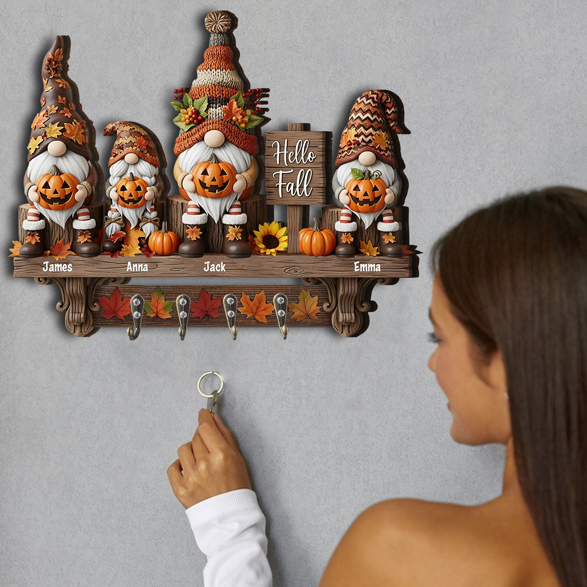 Hallo Herbst – Personalisierter, individuell geformter Schlüsselhalter für die ganze Familie