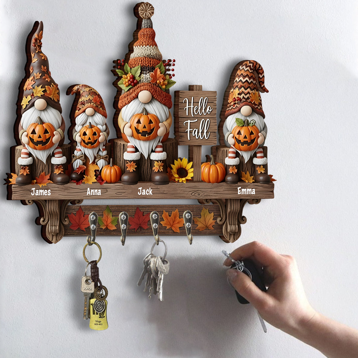 Hallo Herbst – Personalisierter, individuell geformter Schlüsselhalter für die ganze Familie