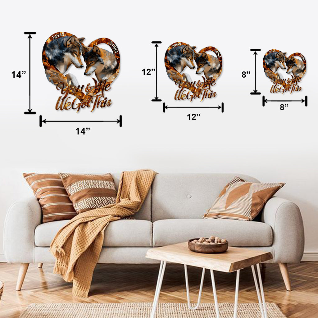 Du und ich, wir schaffen das – personalisiertes Wolfsmotiv aus Metall
