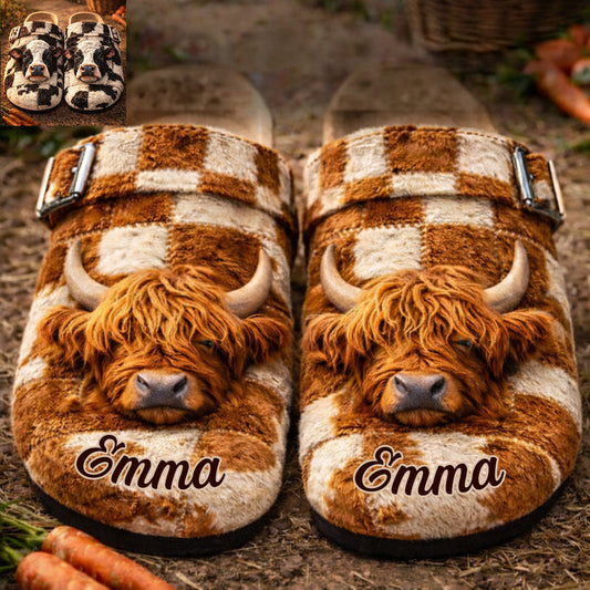 Liebe zu Hochlandrindern und dem Landleben – personalisierte Hochlandrind-Clogs mit Fußgewölbeunterstützung