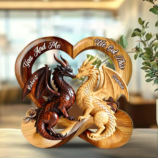 Du und ich, wir schaffen das – personalisierte Drachen-Acrylplakette in individueller Form