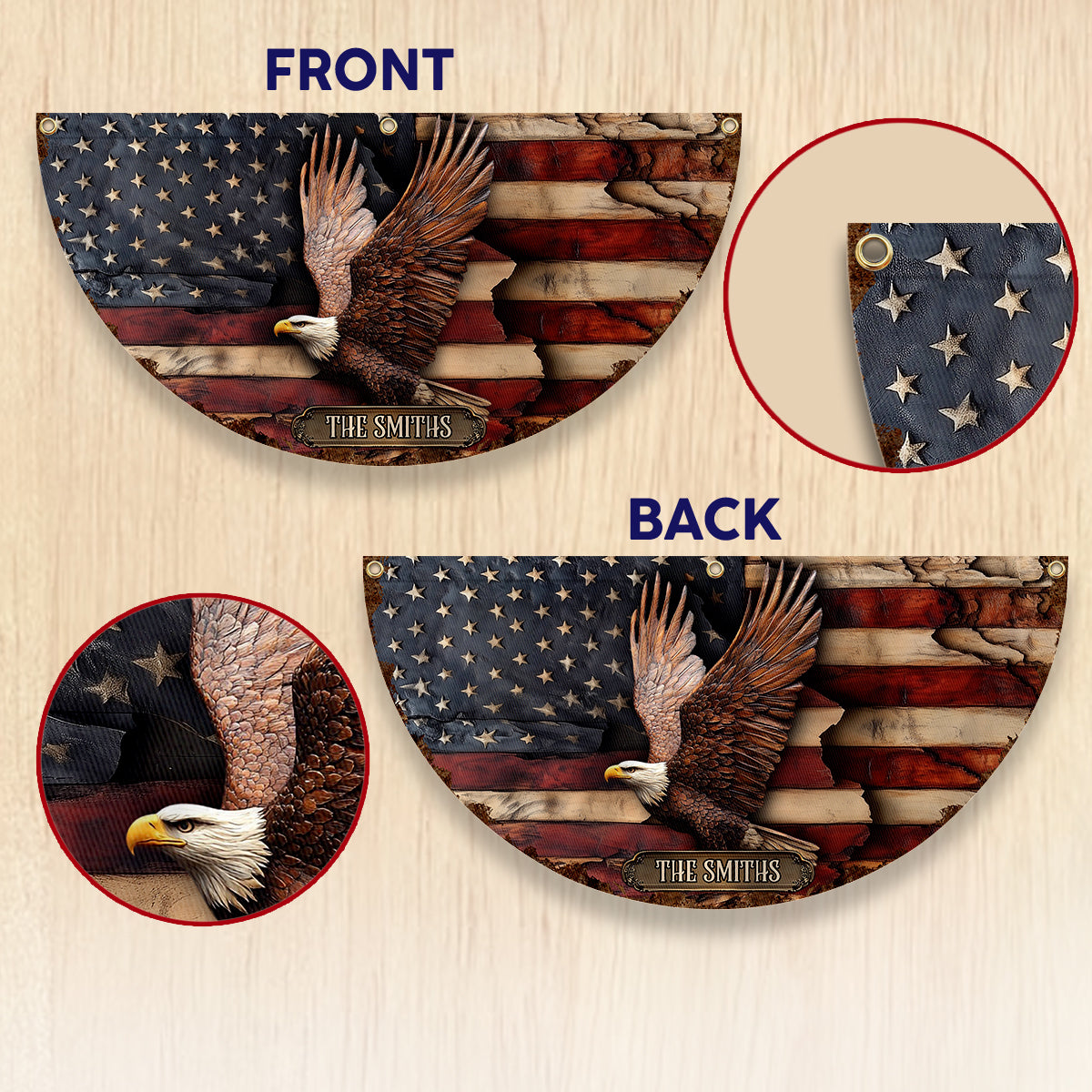 Gott segne Amerika – Personalisierte, gefaltete Fächerflagge zum Unabhängigkeitstag/4. Juli