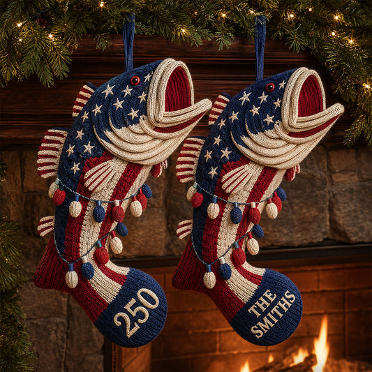 250 Jahre Geschenk für Angelliebhaber - Personalisierte Weihnachtsstrumpf in Fischform