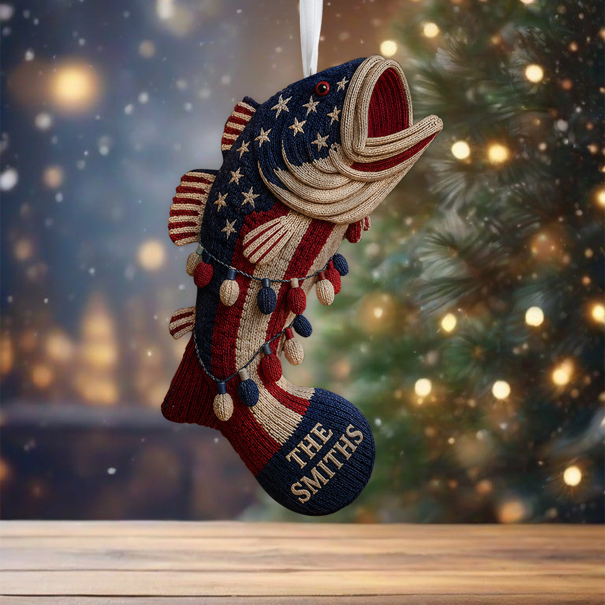 250 Jahre Geschenk für Angelliebhaber - Personalisierte Weihnachtsstrumpf in Fischform
