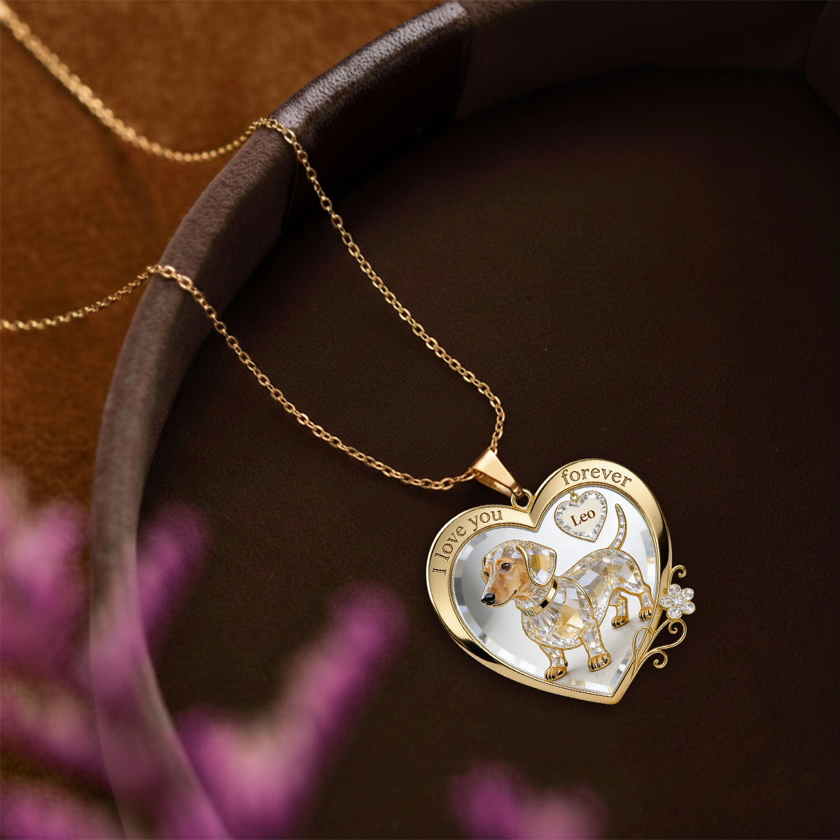 Ich liebe dich für immer – Foto hochladen & sofort in der Vorschau ansehen – Personalisierte Hundeanhänger-Halskette aus Metall