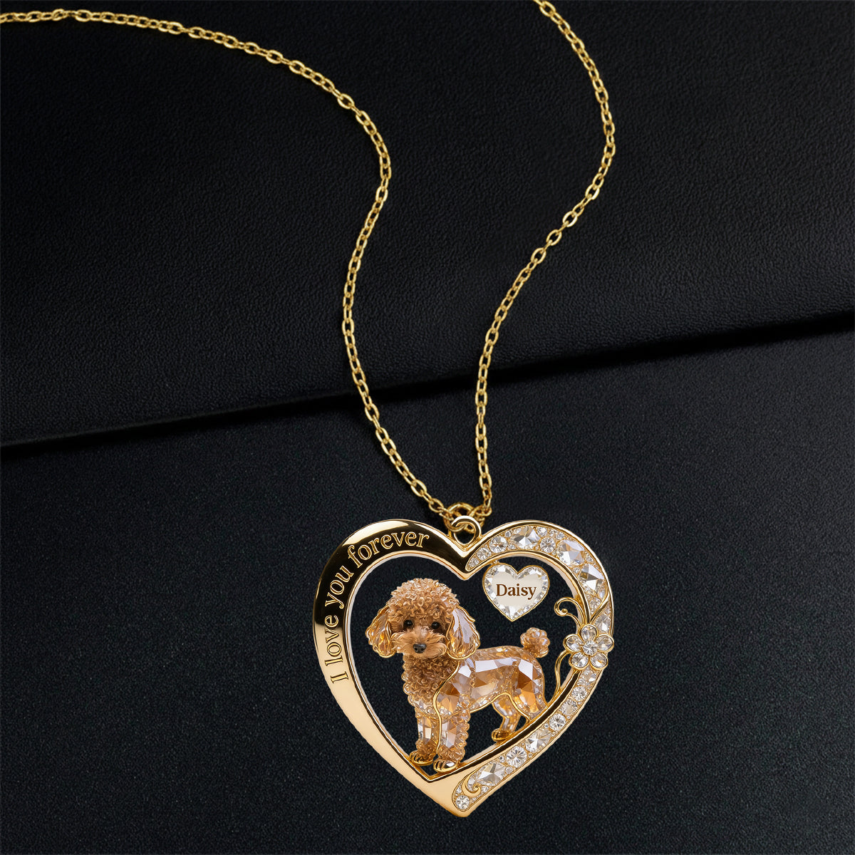 Ich liebe dich für immer – Foto hochladen & sofort in der Vorschau ansehen – Personalisierte Hundeanhänger-Halskette aus Metall