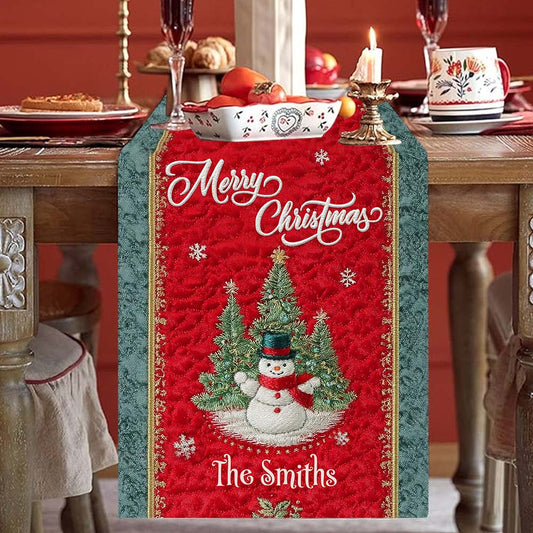Christmas Themed Holiday Table Decoration - Personalized Family Table Runner