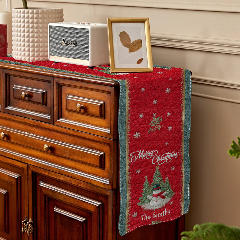 Weihnachtliche Tischdekoration – Personalisierter Tischläufer für die ganze Familie