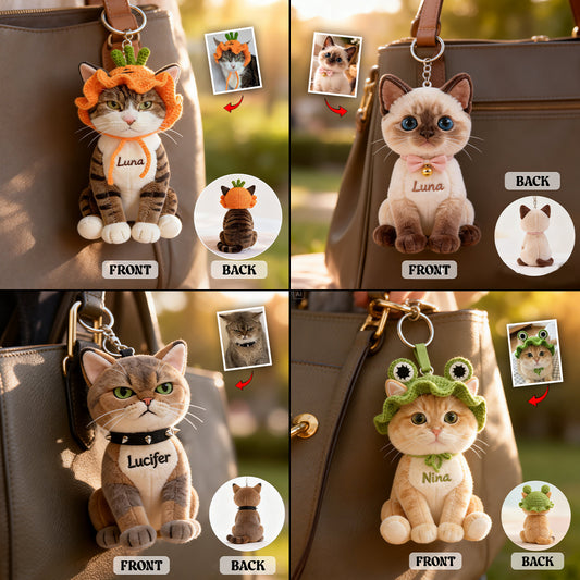 Immer an meiner Seite - Personalisierter Katzen-Plüsch-Schlüsselanhänger