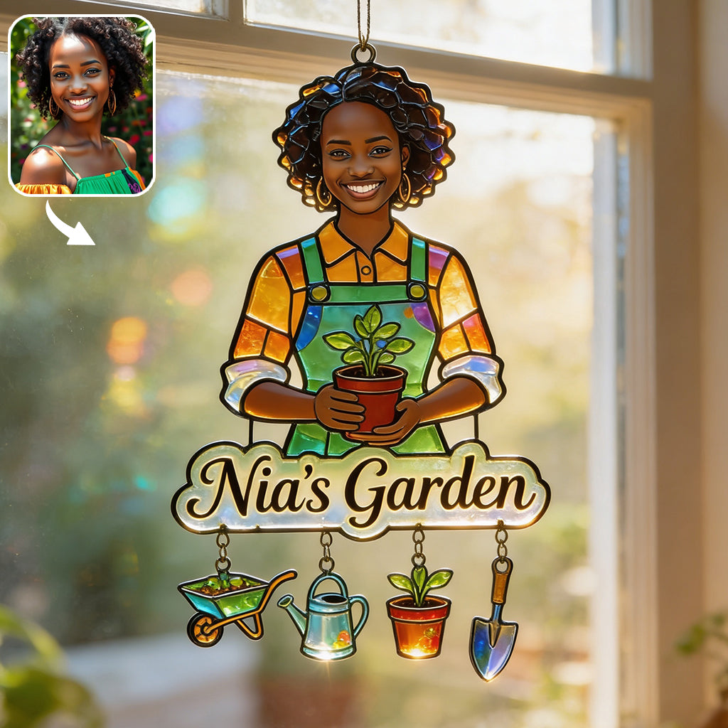 Personalisierter Fotohänger - Individueller Gartenfenster-Sonnenfänger mit Charms