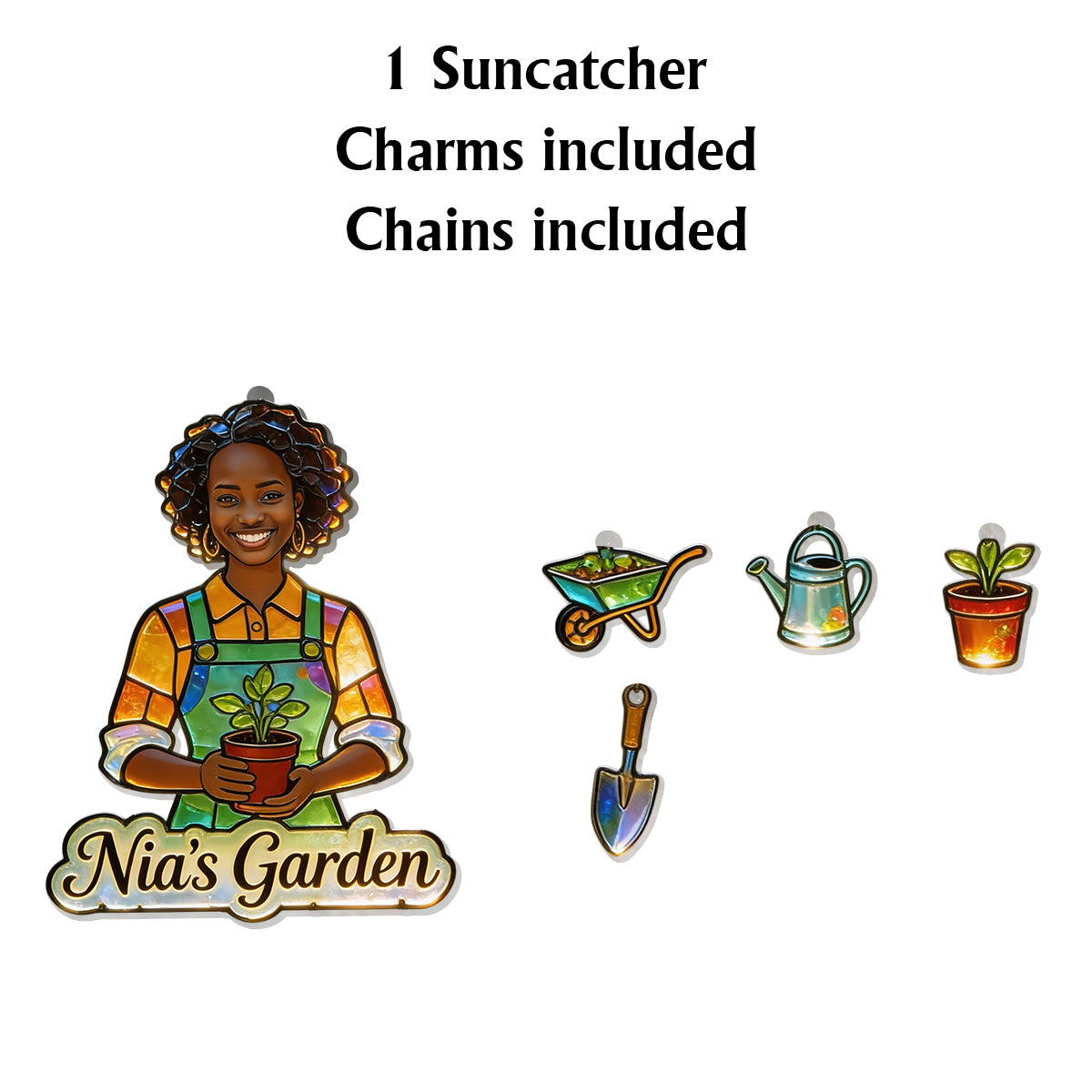 Personalisierter Fotohänger - Individueller Gartenfenster-Sonnenfänger mit Charms