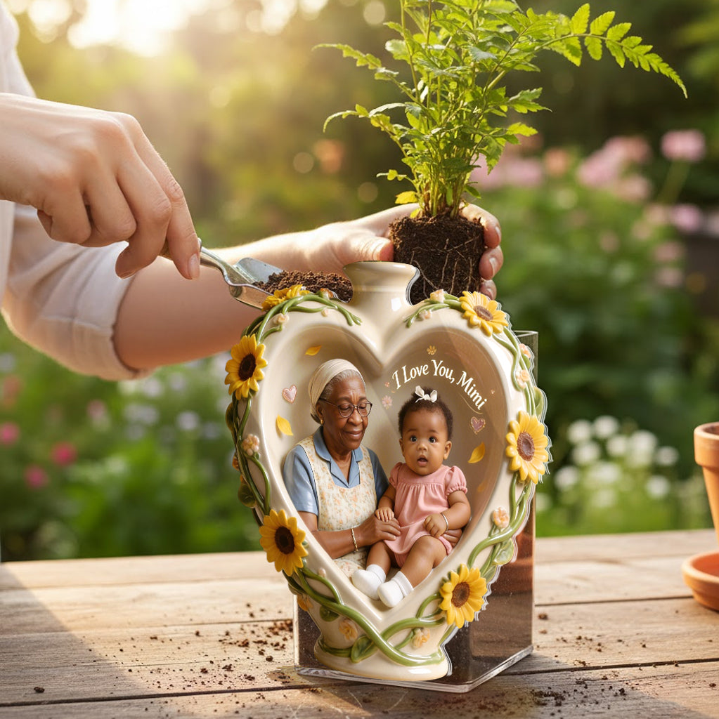 Custom Flower Vase, Grandma's Garden, Mother's Day Gift - Personalized Grandma Acrylic Pot