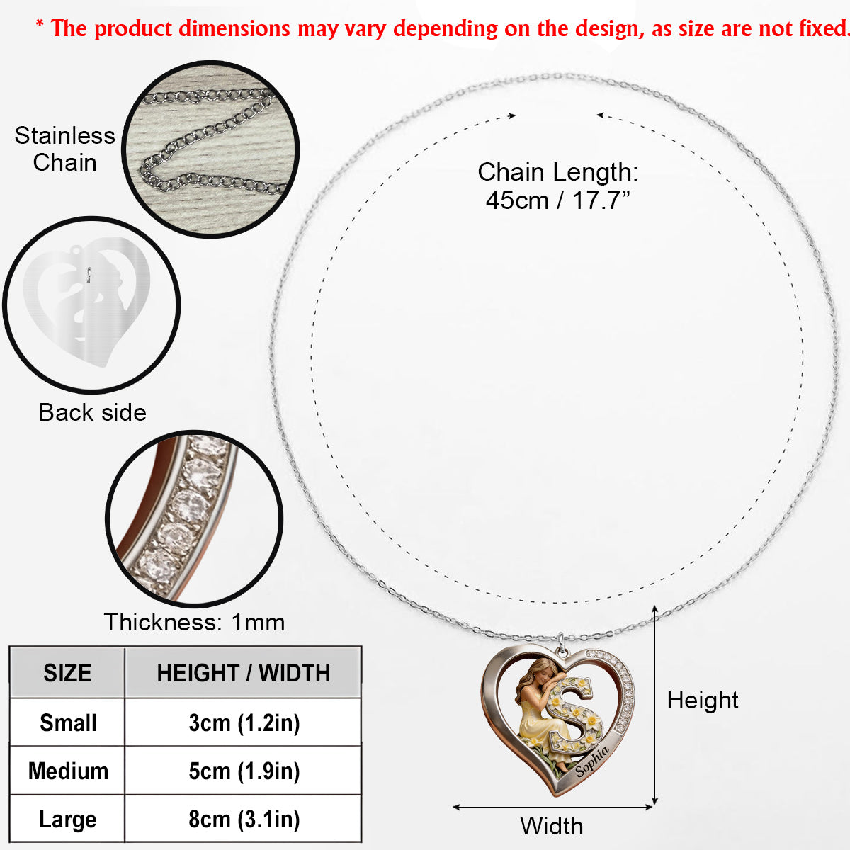 Love Yourself - Personalized Birth Month Flower Shaped Metal Pendant Necklace