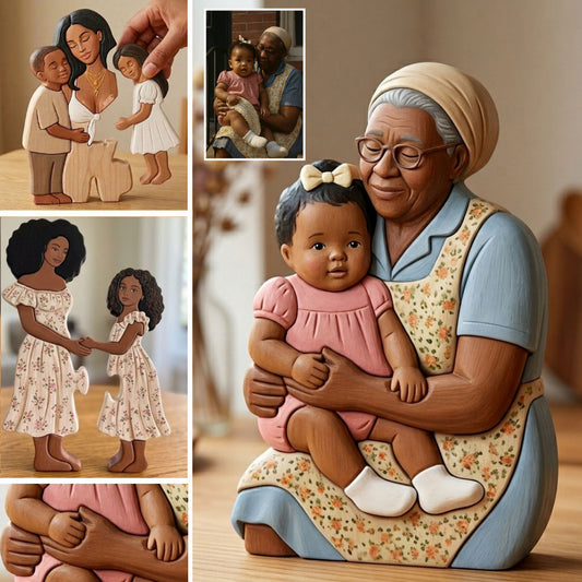 Custom Family Puzzle Piece - Personalized Grandma Shaped Wooden Puzzle