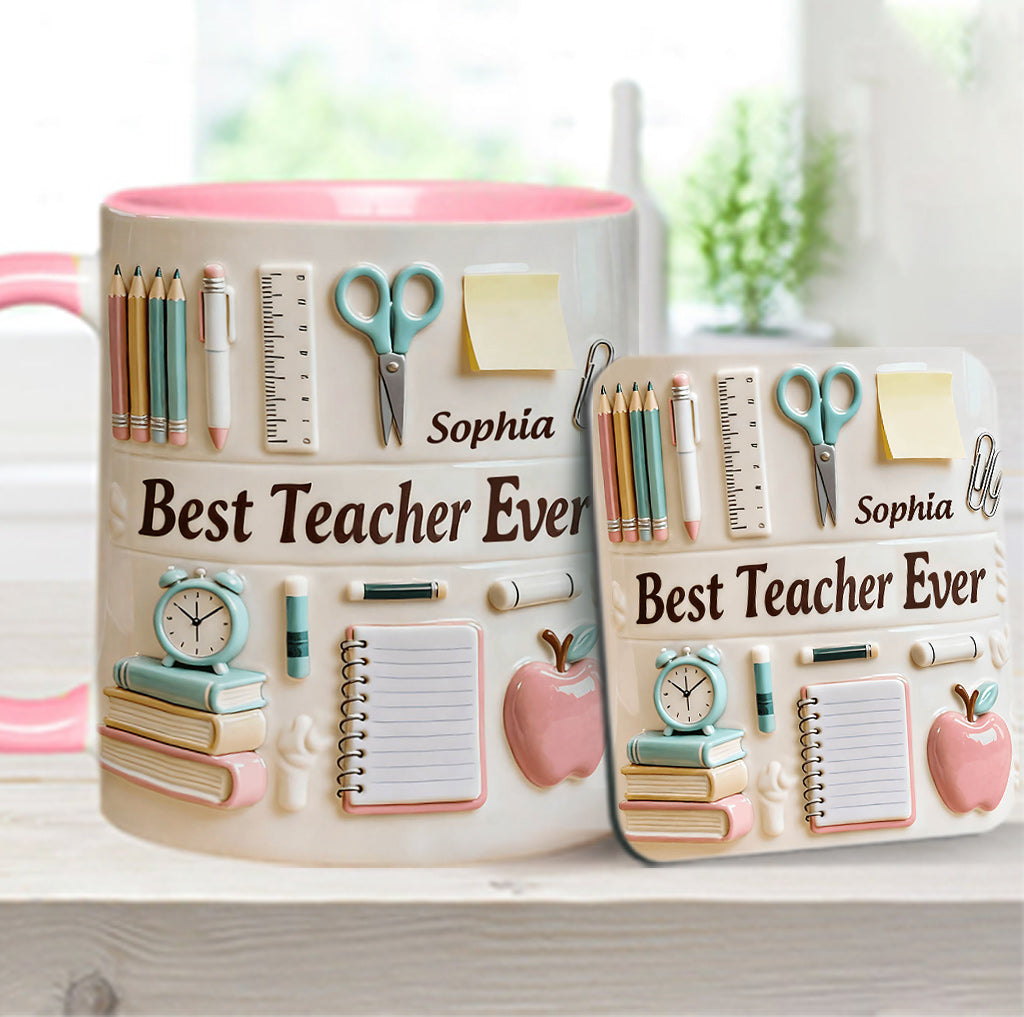 Best Teacher Ever - Personalized Teacher Accent Mug & Coaster