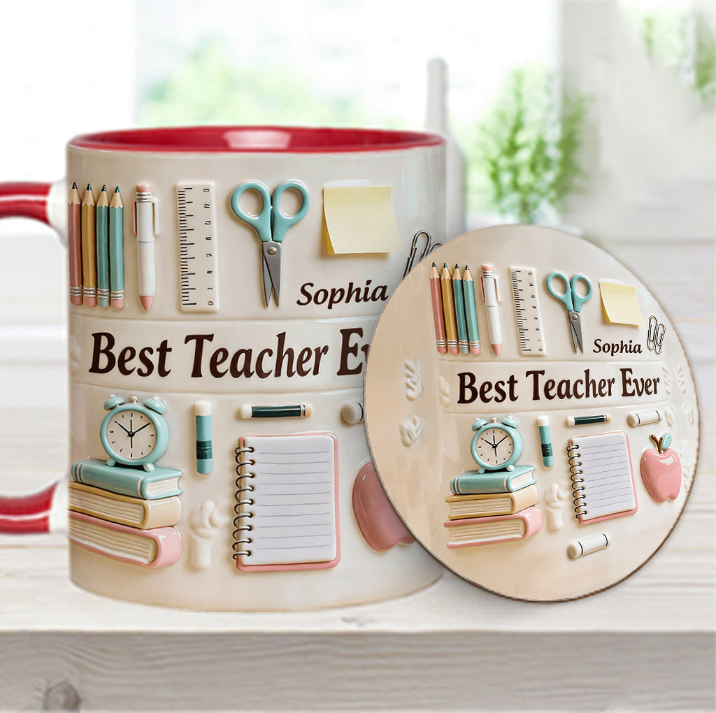 Best Teacher Ever - Personalized Teacher Accent Mug & Coaster