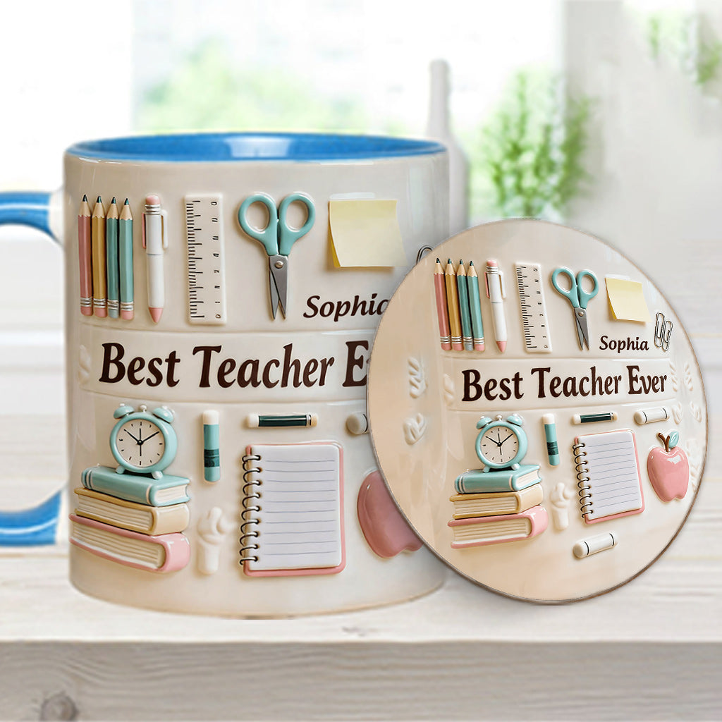 Best Teacher Ever - Personalized Teacher Accent Mug & Coaster