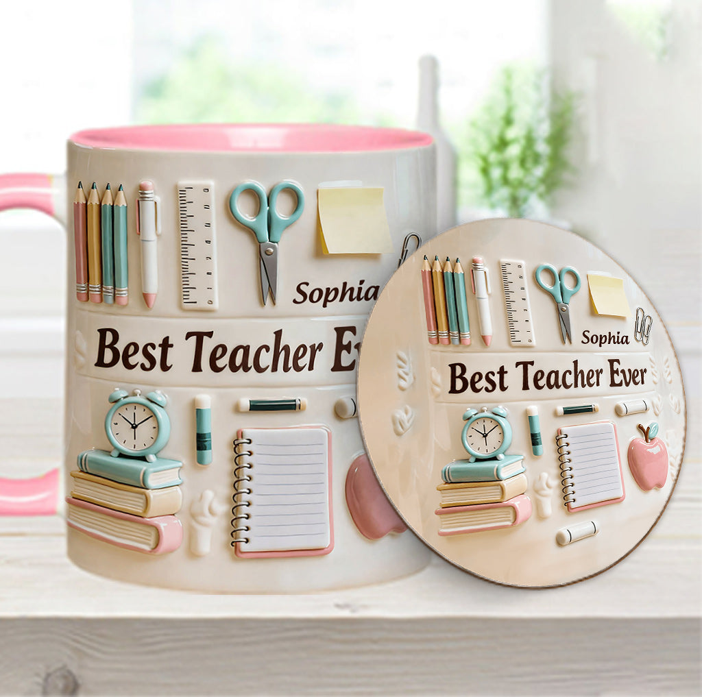 Best Teacher Ever - Personalized Teacher Accent Mug & Coaster