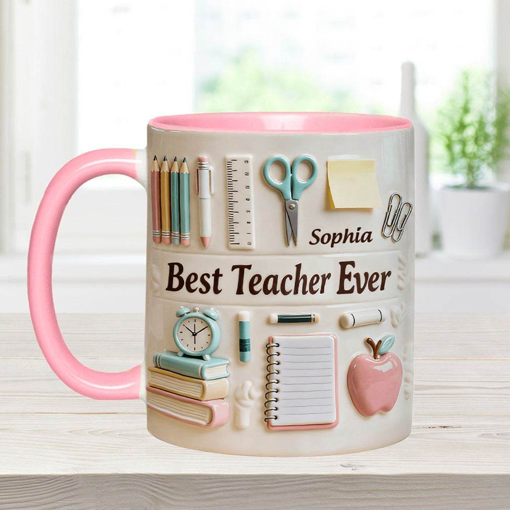 Best Teacher Ever - Personalized Teacher Accent Mug & Coaster