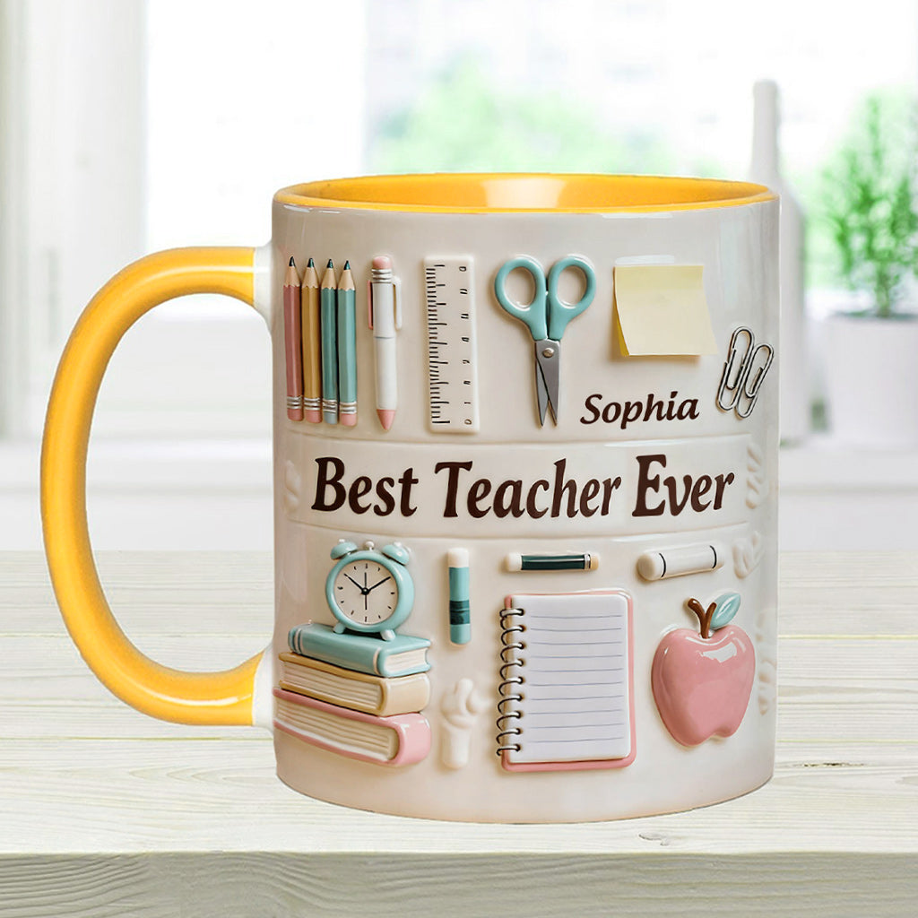 Best Teacher Ever - Personalized Teacher Accent Mug & Coaster