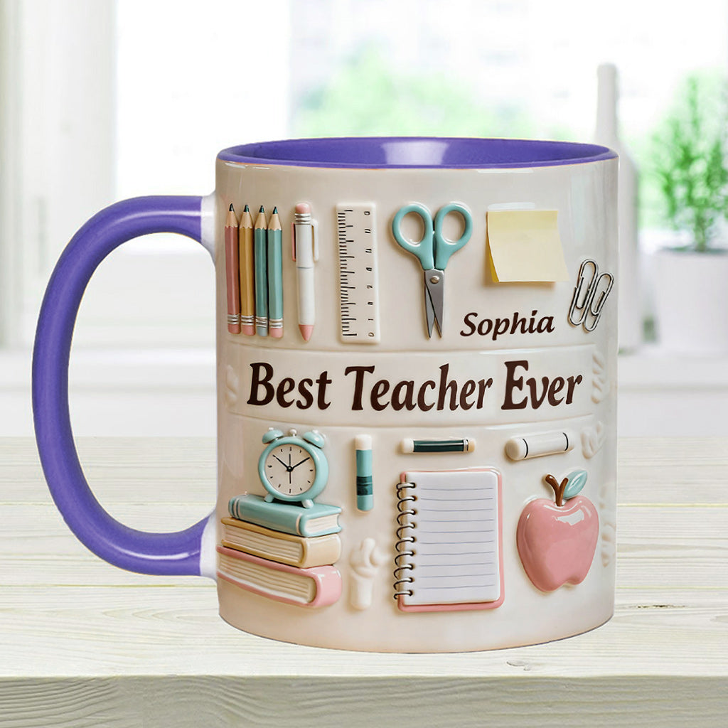 Best Teacher Ever - Personalized Teacher Accent Mug & Coaster