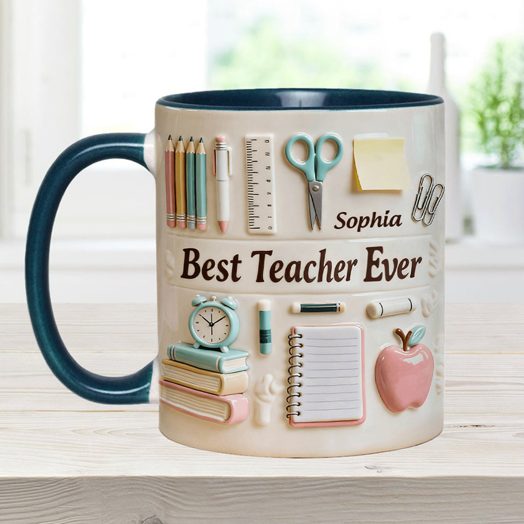 Best Teacher Ever - Personalized Teacher Accent Mug & Coaster