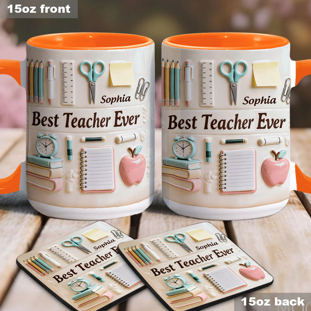 Best Teacher Ever - Personalized Teacher Accent Mug & Coaster