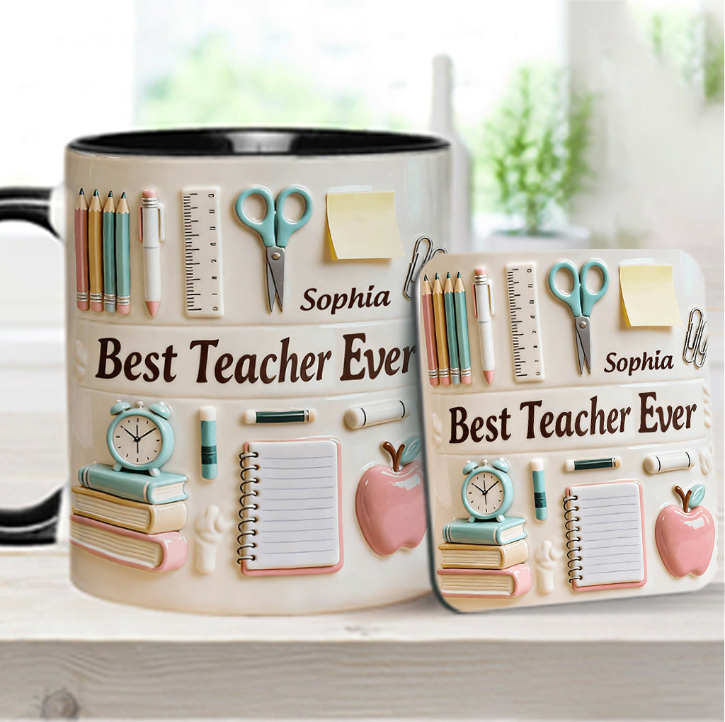 Best Teacher Ever - Personalized Teacher Accent Mug & Coaster