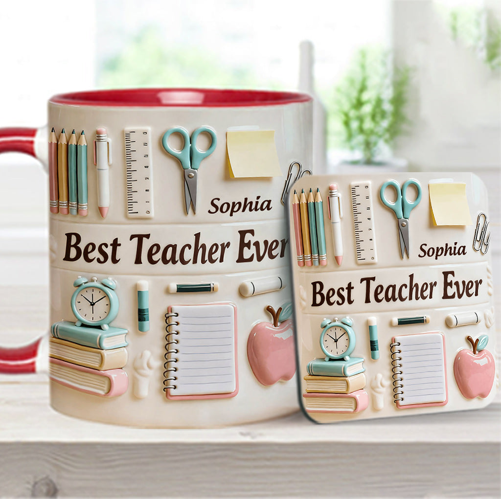 Best Teacher Ever - Personalized Teacher Accent Mug & Coaster