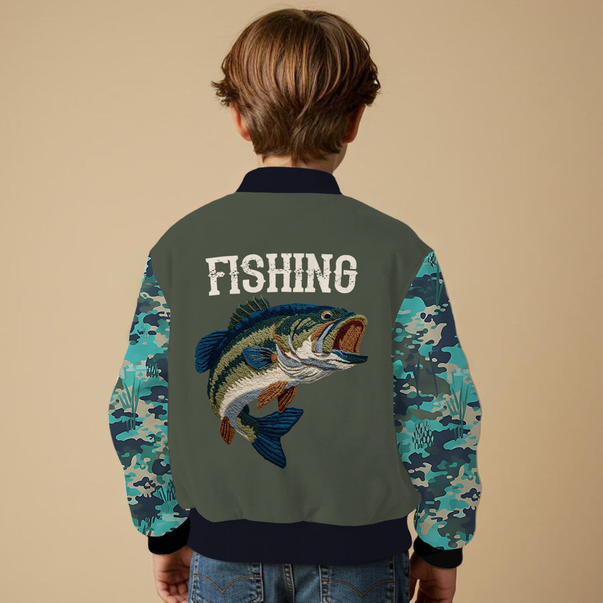 Cool Fishing – Personalisierte Angel-Collegejacke
