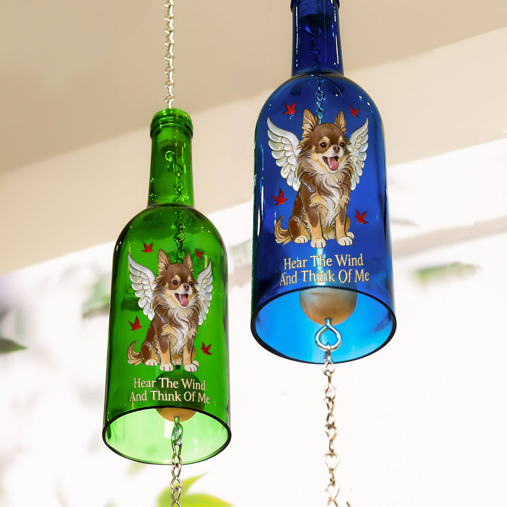 Hear The Wind And Think Of Me - Personalized Dog Wine Bottle Wind Chime