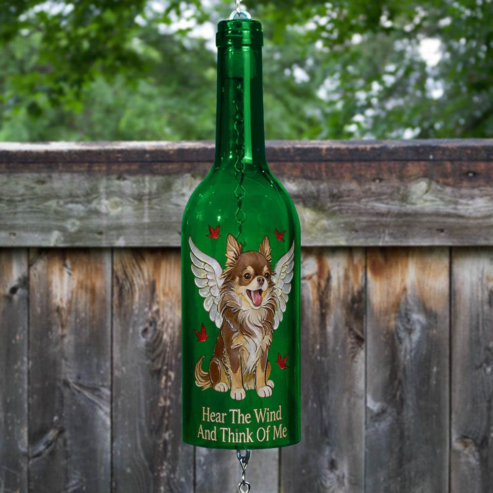 Hear The Wind And Think Of Me - Personalized Dog Wine Bottle Wind Chime