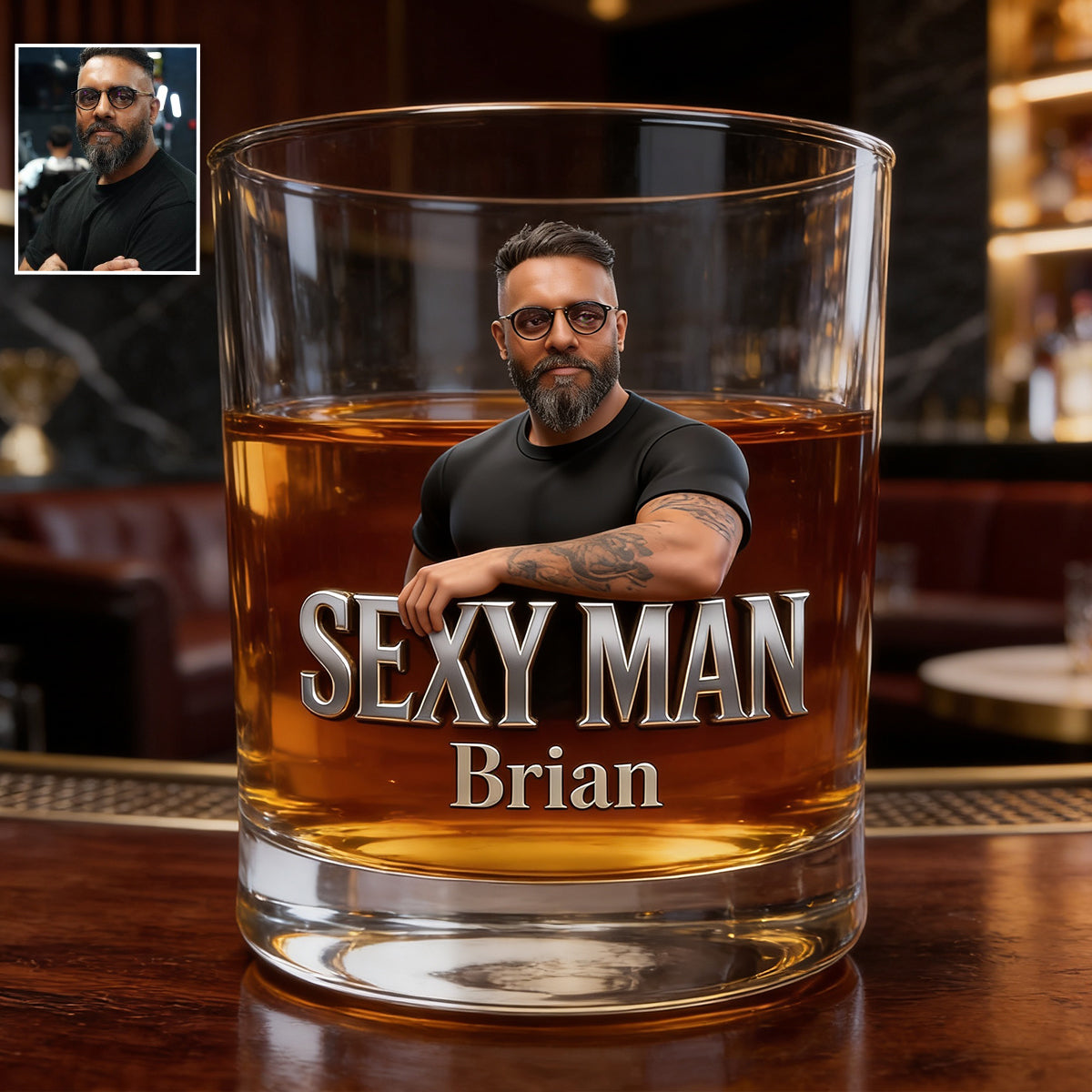 Personalisierte Whiskey Dekanter Set - Foto nach Wunsch