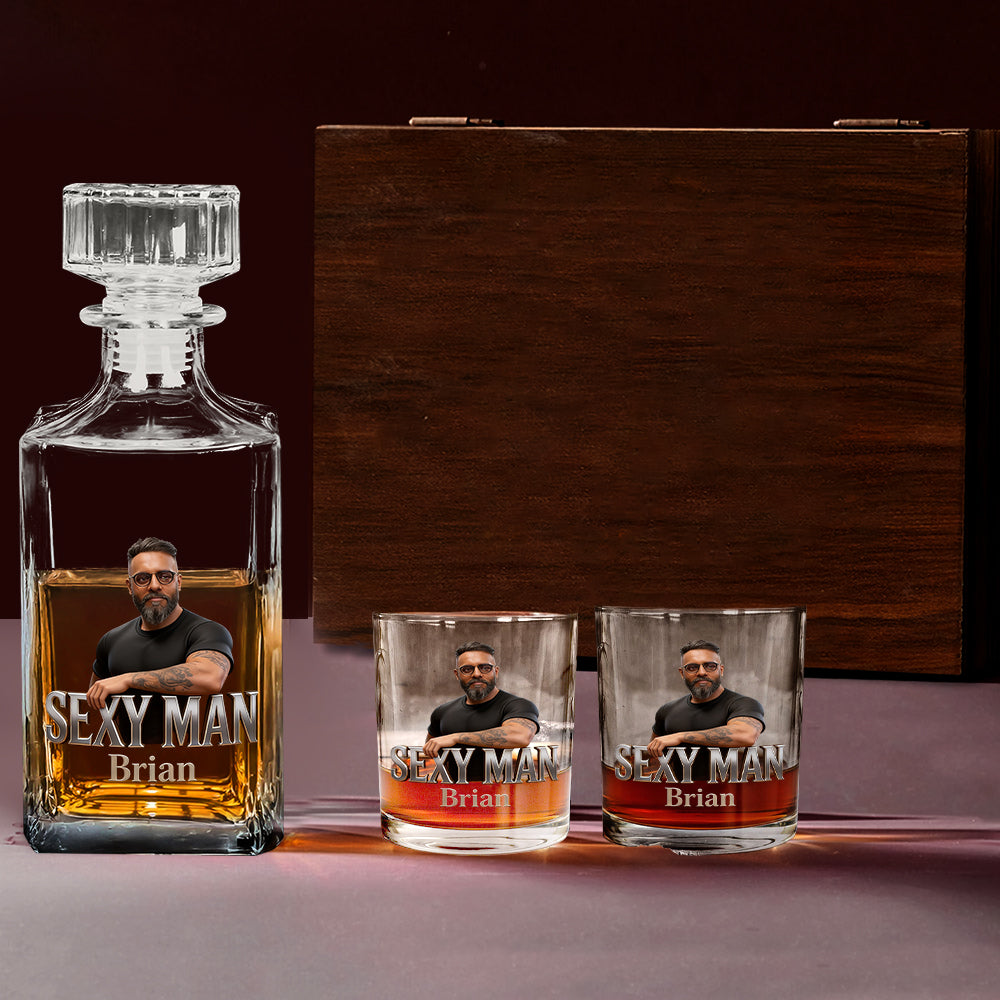 Personalisierte Whiskey Dekanter Set - Foto nach Wunsch