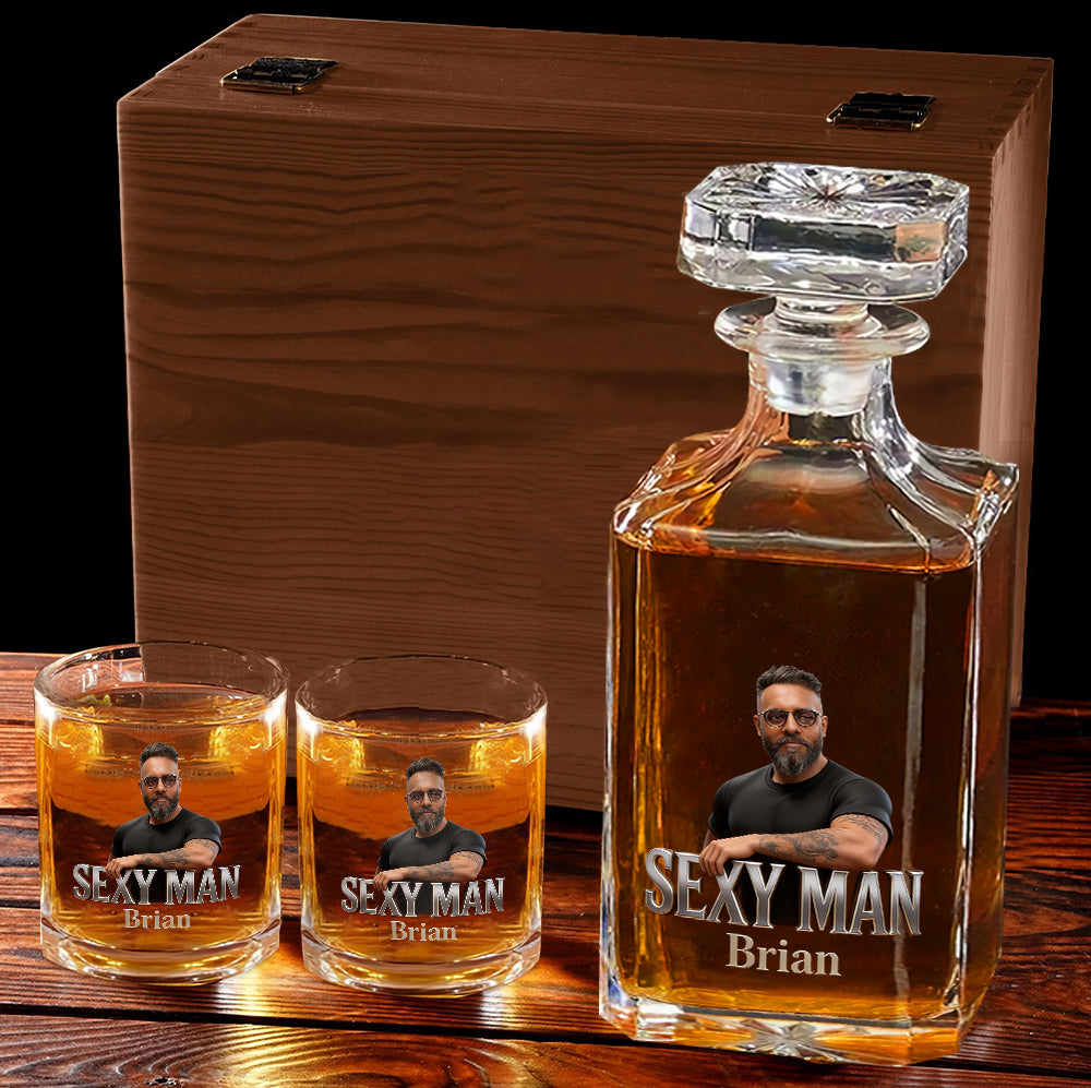 Personalisierte Whiskey Dekanter Set - Foto nach Wunsch