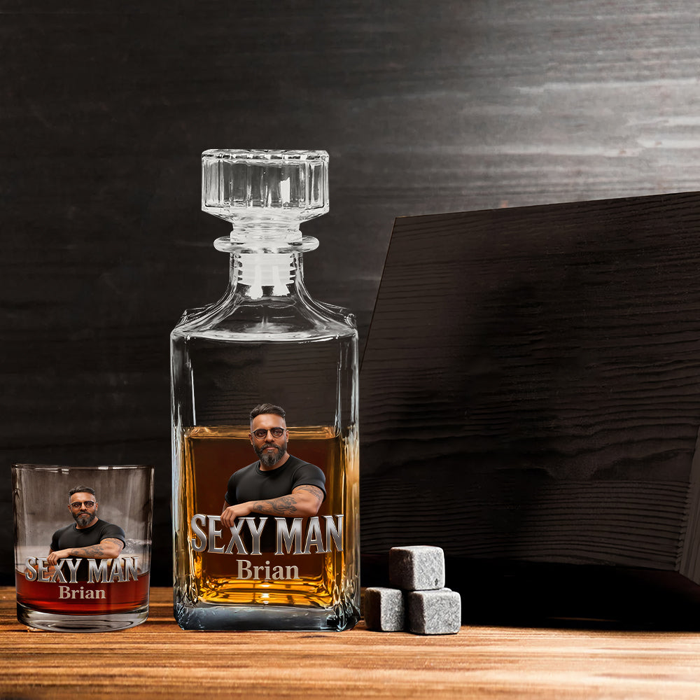 Personalisierte Whiskey Dekanter Set - Foto nach Wunsch