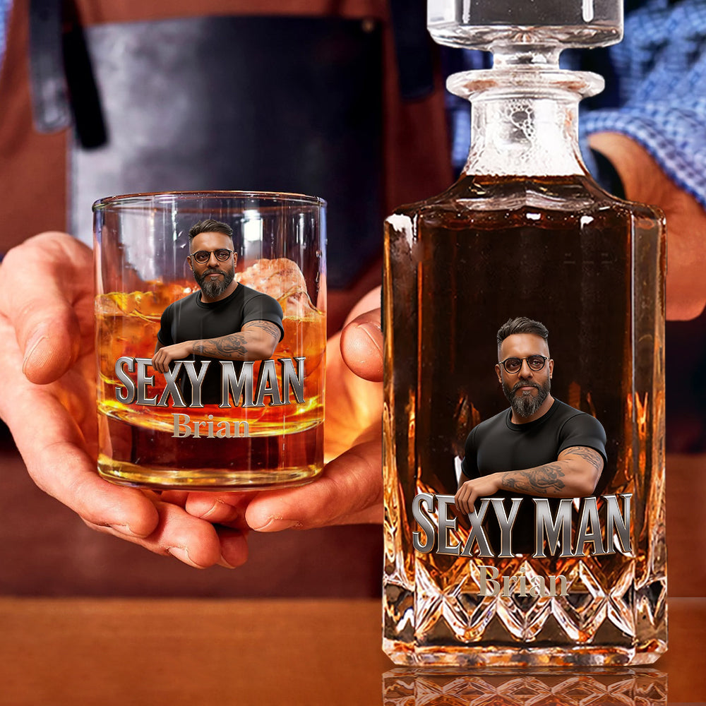 Personalisierte Whiskey Dekanter Set - Foto nach Wunsch
