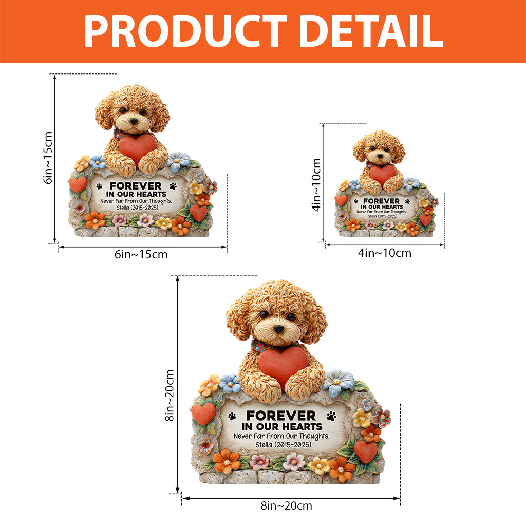 Für immer in unseren Herzen – personalisierte Acrylplakette in Hundeform