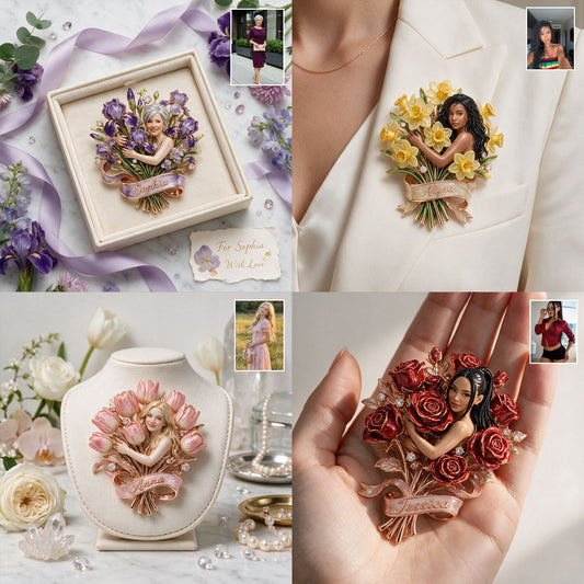 Personalisierte Blumenbrosche - Selbstliebe 3D Prägung Emaille Pin
