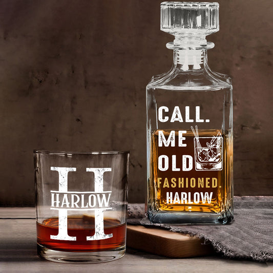 Whiskey Lover Gift - Personalized Father Whiskey Decanter Set